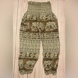 Harem Pants Branded Elastic Waist Harem Pants Boho Yoga Lounge Elephant Print